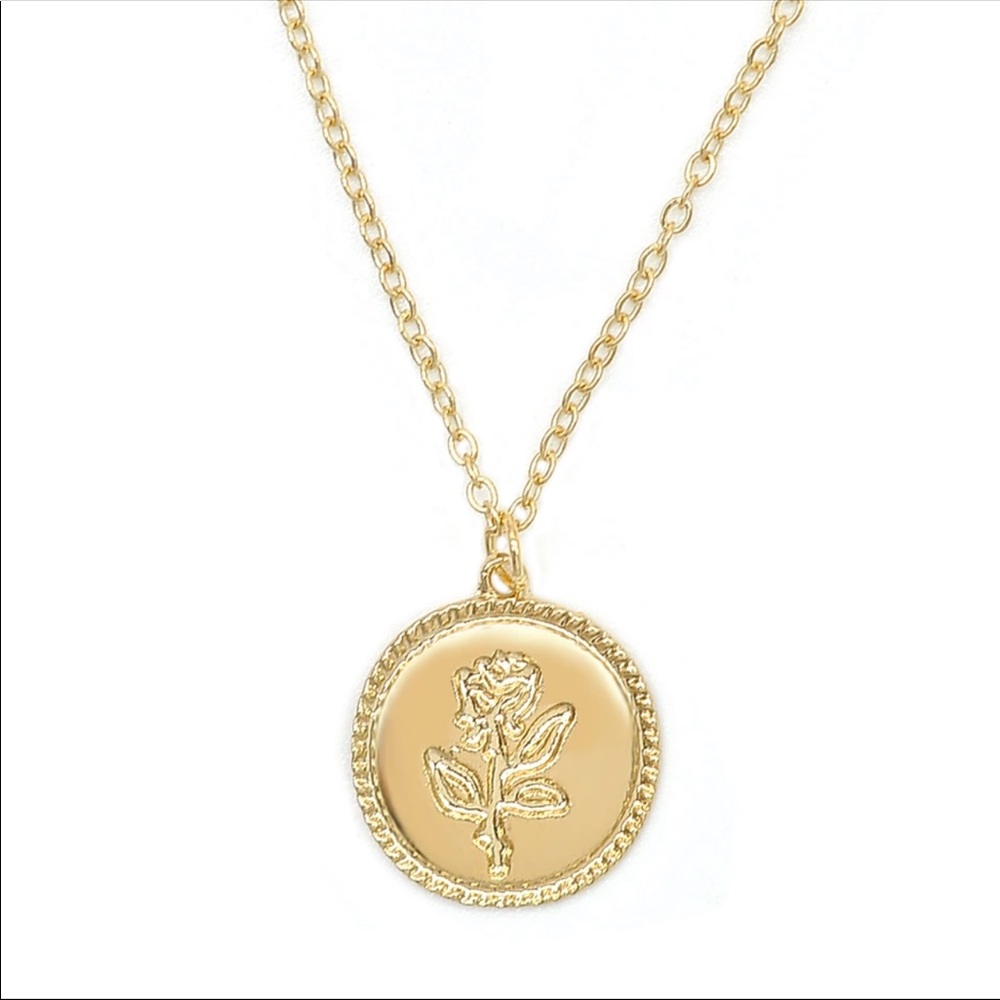 NEW GOLD ROSE PENDANT NECKLACE